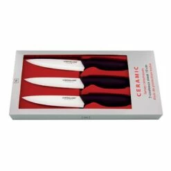 Coffret 3 Couteaux à Steak Céramique Blanche 10cm TB