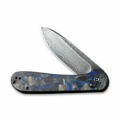 Couteau Civivi Button Lock Elementum F.carbone Noir/bleu Damas -LE COUTEAU Ventes couteau civivi button lock elementum fibre de carbone noirbleu damas 2