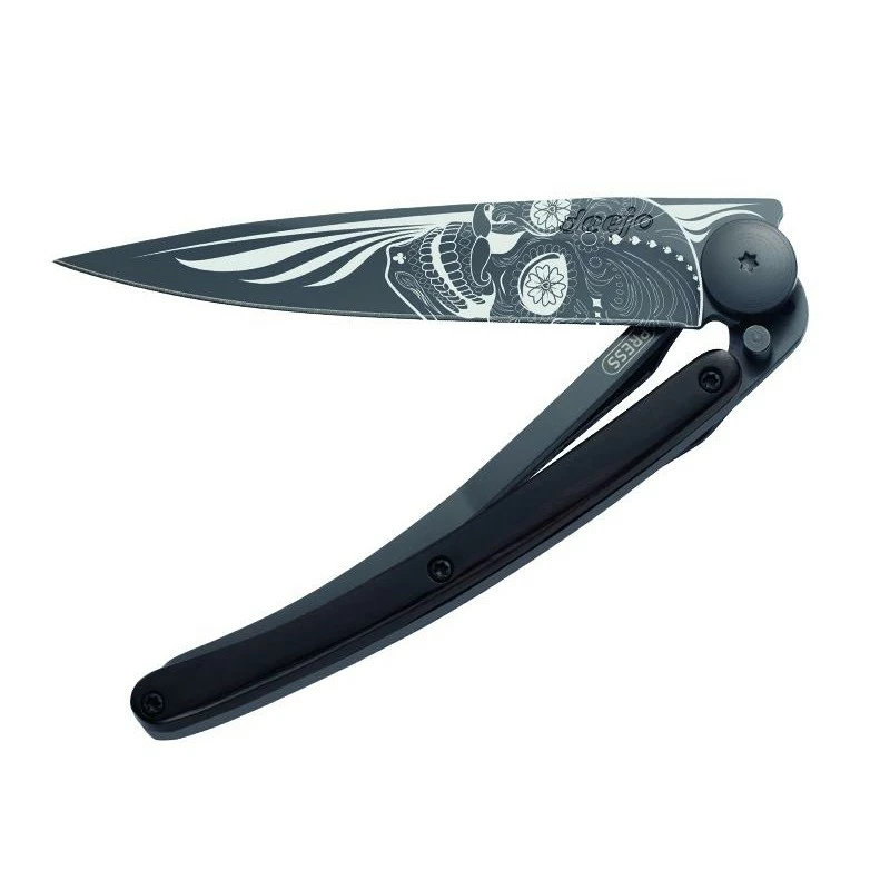 Couteau Deejo Black TATTOO Grenadille - Crâne Latino 4 Couteau Deejo Black TATTOO Grenadille - Crâne Latino – Image 2