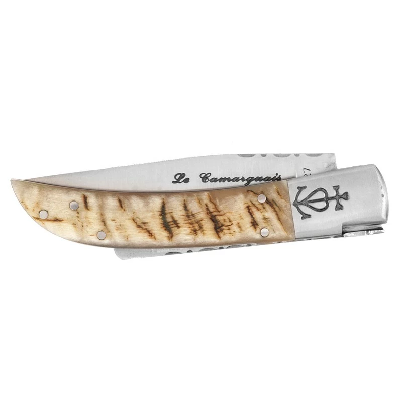 Couteau Le Camarguais N° 12 Trident Forgé Lame 105mm - Corne De Bélier 4 Couteau Le Camarguais N° 12 Trident Forgé Lame 105mm - Corne De Bélier – Image 2