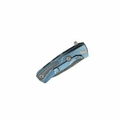 Couteau LionSteel ROK Titanium Bleu Damas -LE COUTEAU Ventes couteau lionsteel rok titanium bleu damas 1