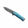 Couteau LionSteel ROK Titanium Bleu Damas 2 Couteau LionSteel ROK Titanium Bleu Damas -LE COUTEAU Ventes couteau lionsteel rok titanium bleu damas