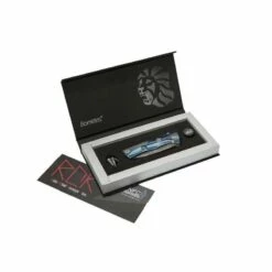 Couteau LionSteel ROK Titanium Bleu Damas -LE COUTEAU Ventes couteau lionsteel rok titanium bleu damas 3