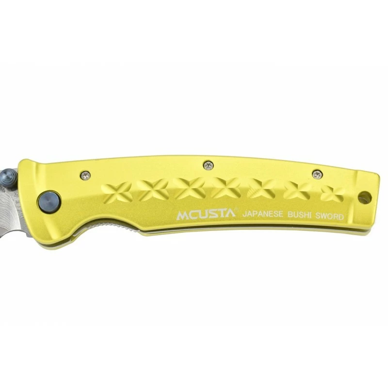 Couteau Mcusta Tsuchi MC-164D Aluminium Jaune Damas 8 Couteau Mcusta Tsuchi MC-164D Aluminium Jaune Damas – Image 6
