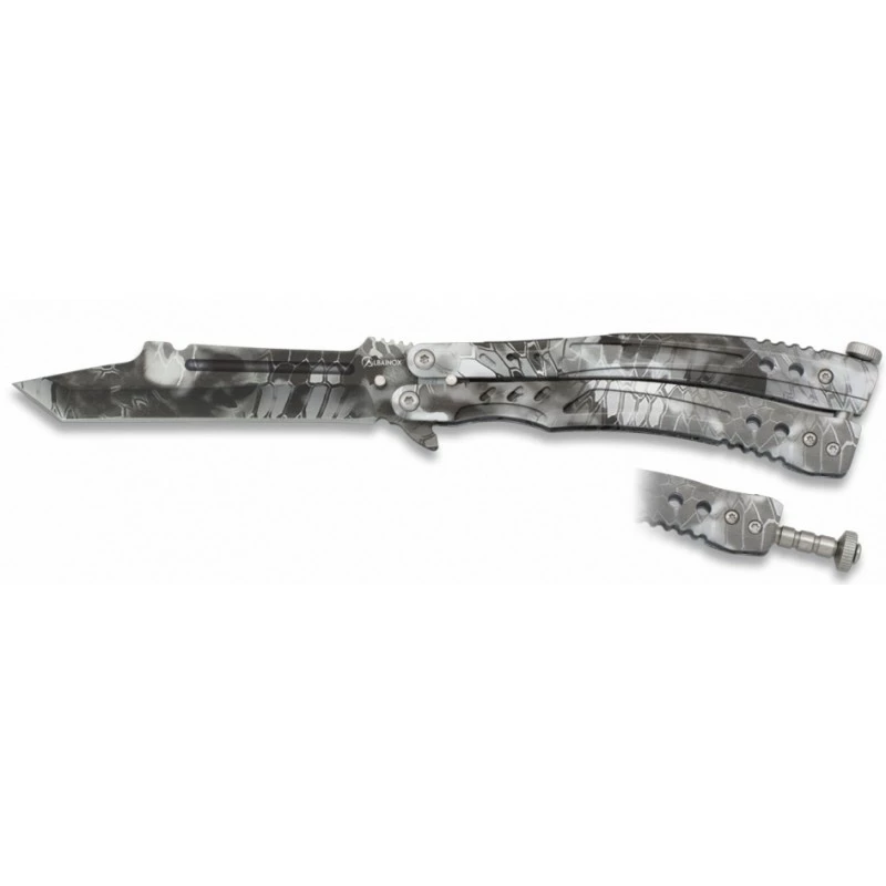 Couteau Papillon Albainox Phyton Noir Lame 105mm 3 Couteau Papillon Albainox Phyton Noir Lame 105mm