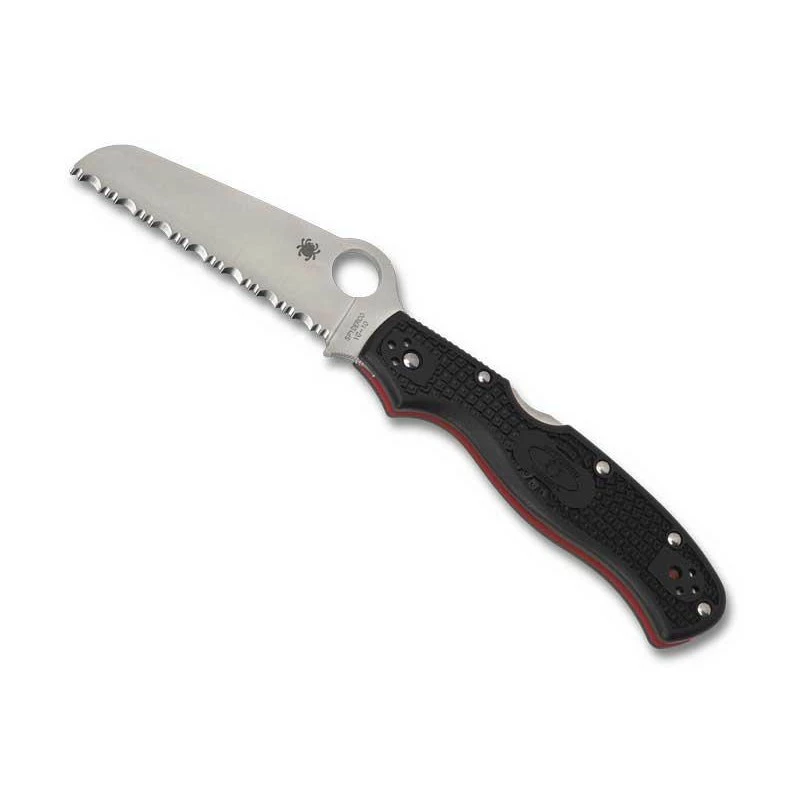 Couteau Spyderco Rescue 3 Thin Red Line Noir à Dents 3 Couteau Spyderco Rescue 3 Thin Red Line Noir à Dents